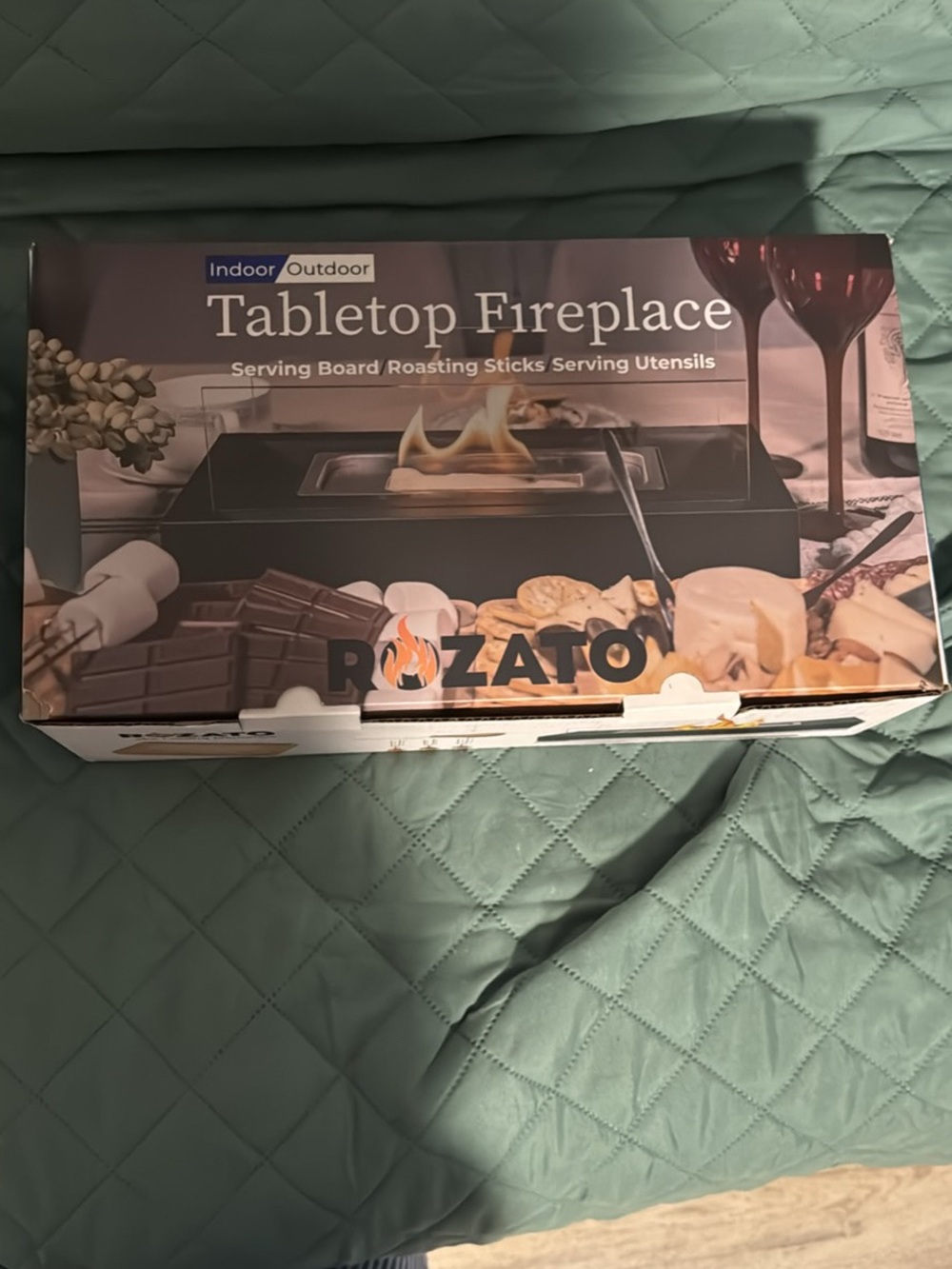 Rozato Tabletop Fireplace - Black with Copper Accent